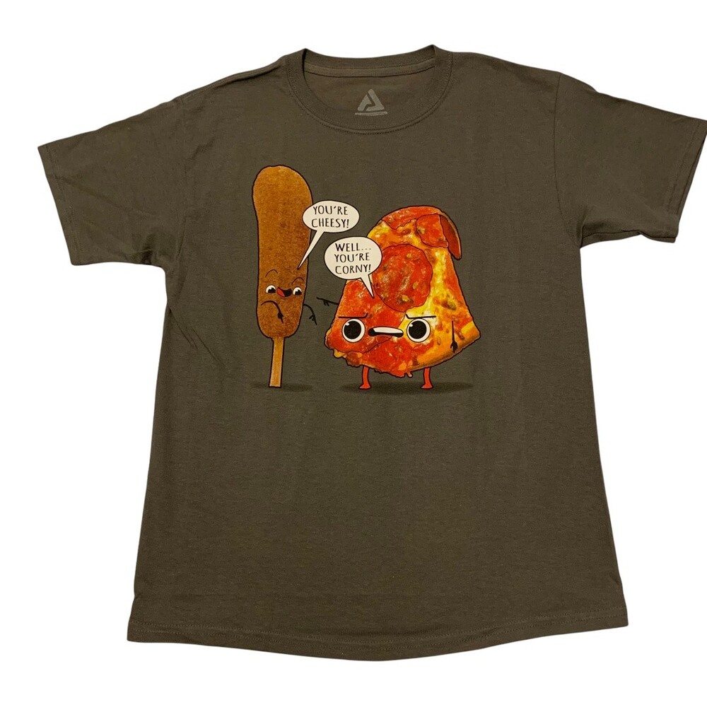 Audio Council Corn dog and Pizza Pun Graphic Tee Large (NEW)